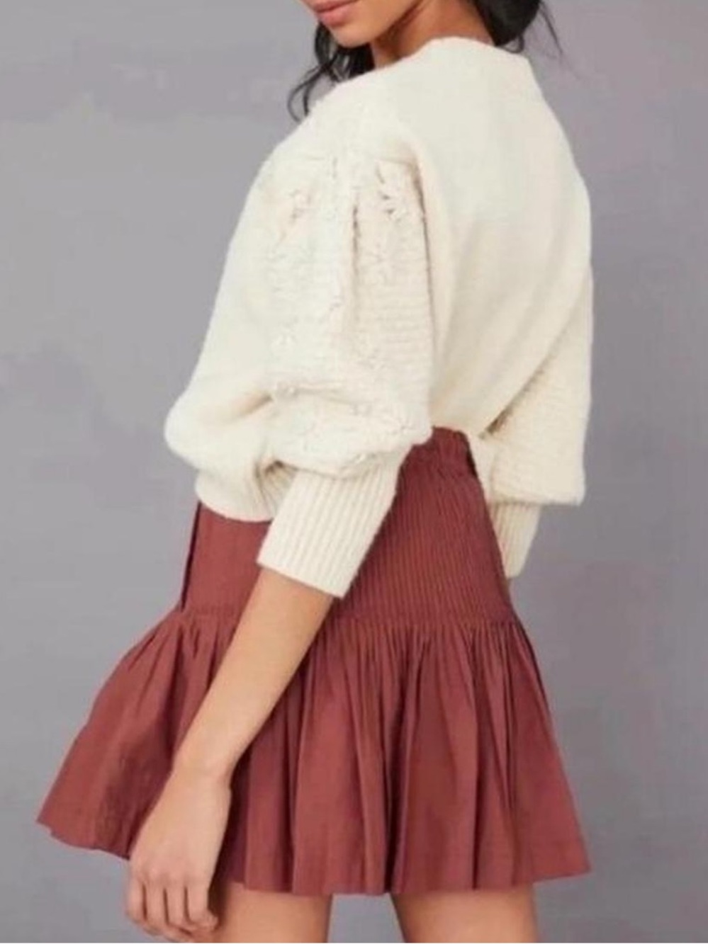 Anthropologie Eula pintucked mini skirt size M rust brown